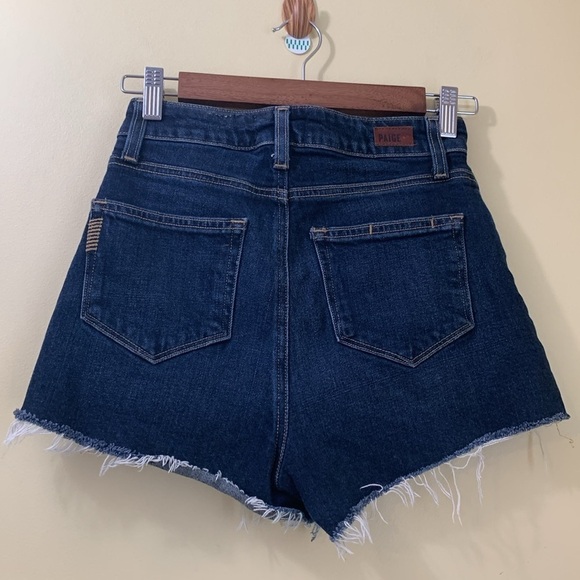 Paige | Custom Margot Jean Mom Painted Denim Artsy Face Distressed Art Shorts 25 - Picture 17 of 17